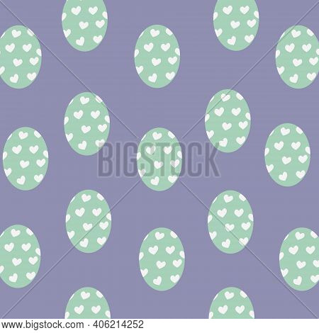 Vector Illustration Seamless Background. Pattern Of Turquoise Easter Eggs. Design Of Banner Postcard