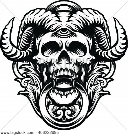 Silhouette Devil Skull Horn Clipart Graphic Illustrations For Your Work Logo, Mascot Merchandise T-s