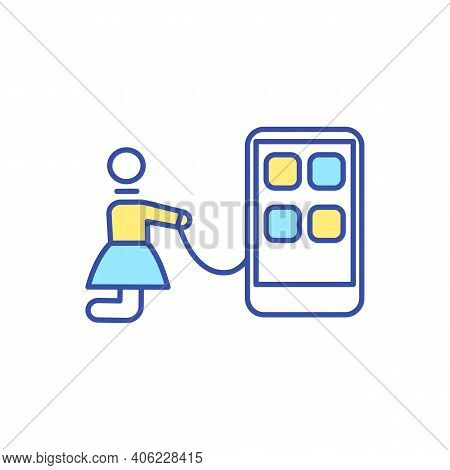 Smartphone Addiction Rgb Color Icon. Mobile Phone Dependence. Digital Detox. Internet Addiction. Soc