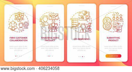 Co Creation Kinds Onboarding Mobile App Page Screen With Concepts. Firm-customer Cooperation, Co-des