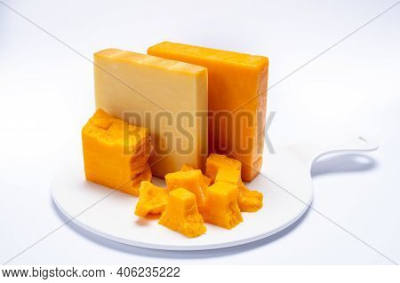 Cheese Collection, Orange And Yellow Smoked British Cheese From England