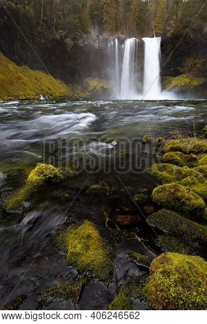 Koosah Falls On Mackenzie River In The Cascades In Oregon