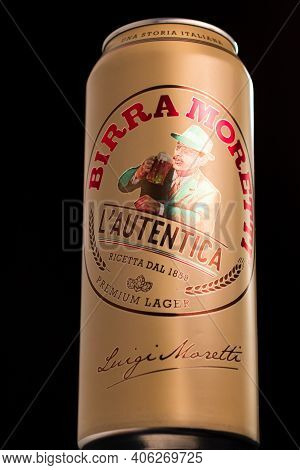 Birra Moretti, A Premium Lager Beer Produced By Italian Brewing Company Now Owned By Heineken Intern