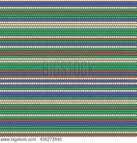 Horizontal Striped Knitted Fabric Seamless Vector Pattern. Surface Print Design For Fabrics, Station