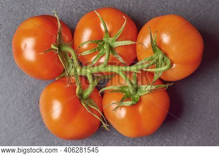 A Branch Of Tomatoes On A Black Board