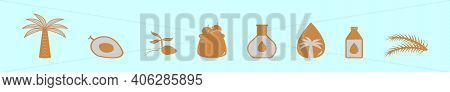 Set Of Palm Oil Cartoon Icon Design Template With Various Models. Modern Vector Illustration Isolate