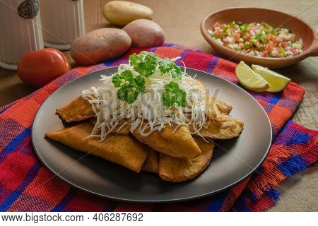 Homemade Stuffed Meat Pie On A Background Also Called 