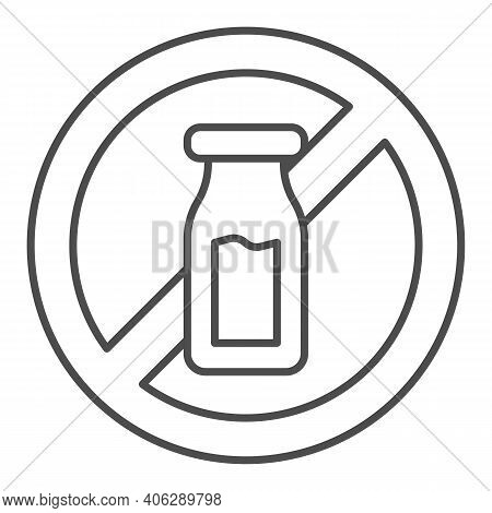 Salt Shaker With Forbidden Sign Thin Line Icon, Diet Concept, Banned Salt Sign On White Background, 