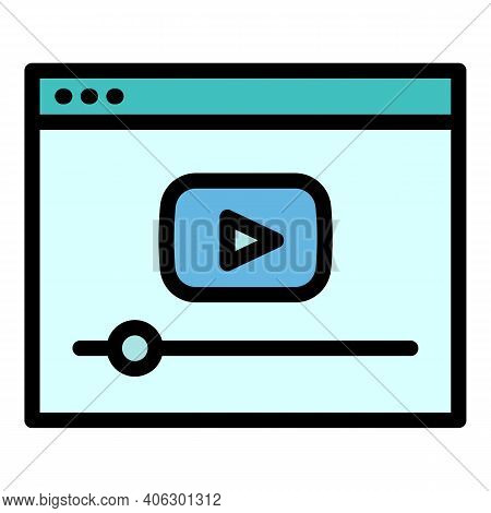 Interactive Learning Video Online Icon. Outline Interactive Learning Video Online Vector Icon For We