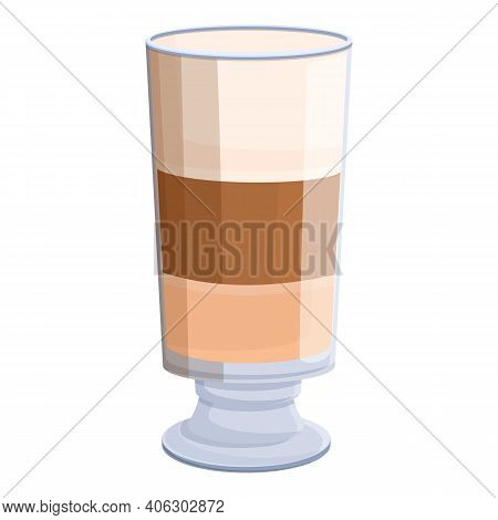 Latte Glass Mug Icon. Cartoon Of Latte Glass Mug Vector Icon For Web Design Isolated On White Backgr