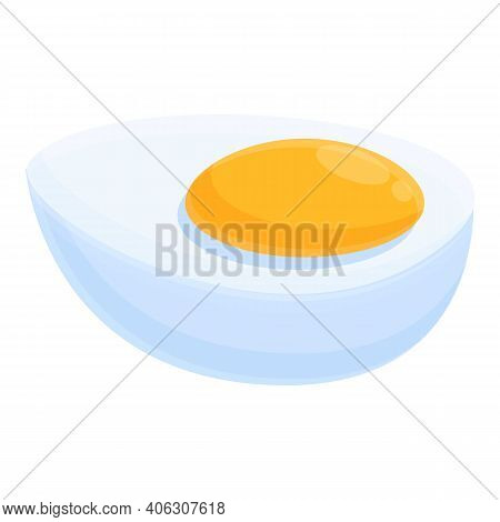 Half Boiled Egg Icon. Cartoon Of Half Boiled Egg Vector Icon For Web Design Isolated On White Backgr