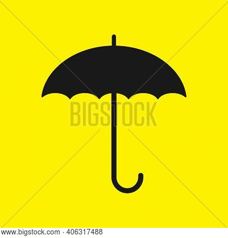 Umbrella Icon Symbol. Simple Flat Shape Brolly Sign. Weather Logo. Vector Silhouette Illustration Im