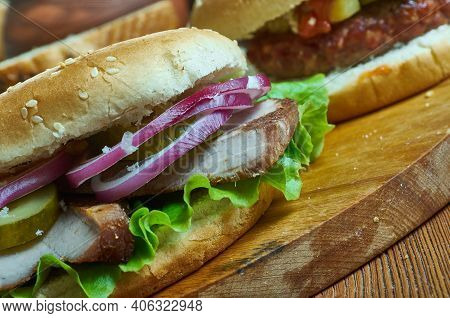Butifarra Sandwich  -essential Peruvian Ham Sandwich.  Close Up