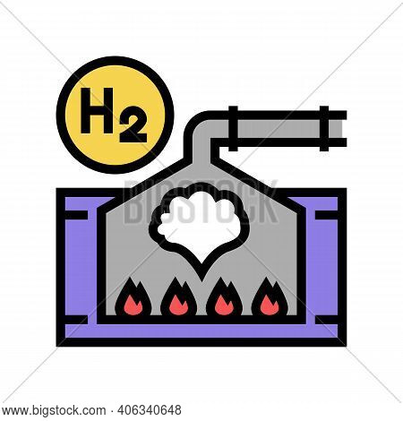 Processing Hydrogen Color Icon Vector. Processing Hydrogen Sign. Isolated Symbol Illustration