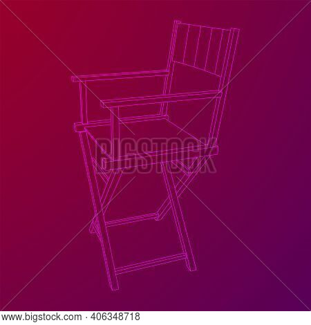 Director Movie Workplace Chair. Wireframe Low Poly Mesh Vector Illustration