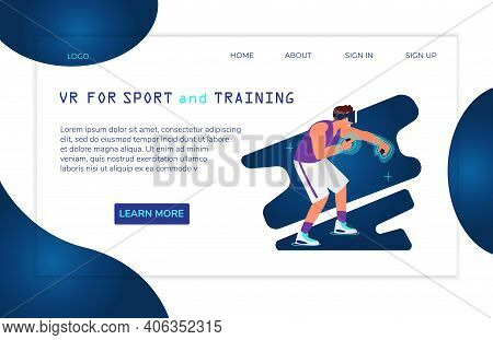 Virtual Reality For Sports And Training Landing Page Template Vector Design. Running Man In Vr Heads
