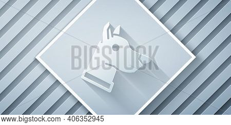 Paper Cut Dog Head Icon Isolated On Grey Background. Paper Art Style. Vector