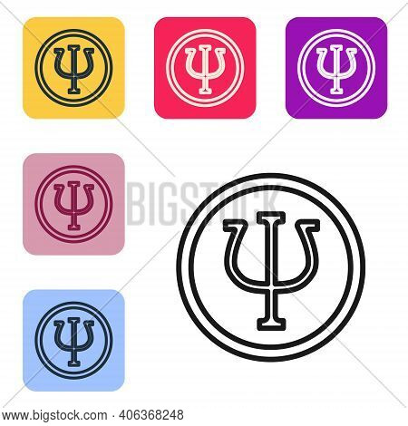 Black Line Psychology Icon Isolated On White Background. Psi Symbol. Mental Health Concept, Psychoan