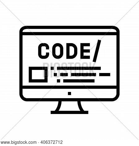 Code On Computer Screen Line Icon Vector. Code On Computer Screen Sign. Isolated Contour Symbol Blac