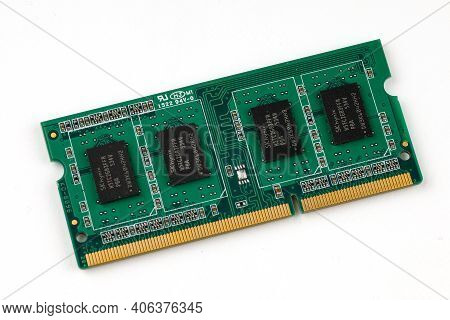 Lviv, Ukraine - January 04, 2021: Ram For Laptop On White Isolate Background