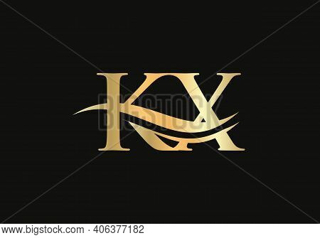 Initial Gold Kx Letter Logo Design. Kx Logo Design With Creative And Modern Trendy