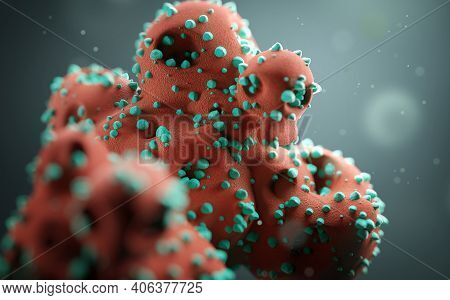 Coronavirus Covid-19 Infecting Living Cels Within The Human Body. Once The Cells Are Infected The Vi