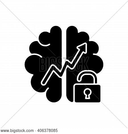 Growth Mindset Black Glyph Icon. Creative Thinking Idea. Brainstorm And Teamwork. Broadening Horizon