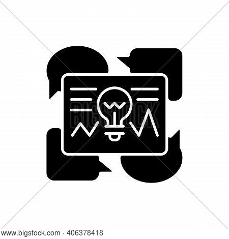 Communicating Ideas Black Glyph Icon. Critical Thinking Idea. Optimizing Ways Of Communication. Crea