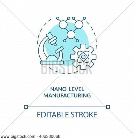 Nano-level Manufacturing Concept Icon. Cyber-physical Systems Usage Benefit Idea Thin Line Illustrat