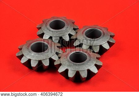The Metal Gears Connected Together. Mechanical Components Of The Car.