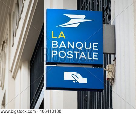 BAYONNE, FRANCE - CIRCA JFEBRUARY 2021: La Banque Postale sign. La Banque Postale is a French bank created on 1 January 2006.