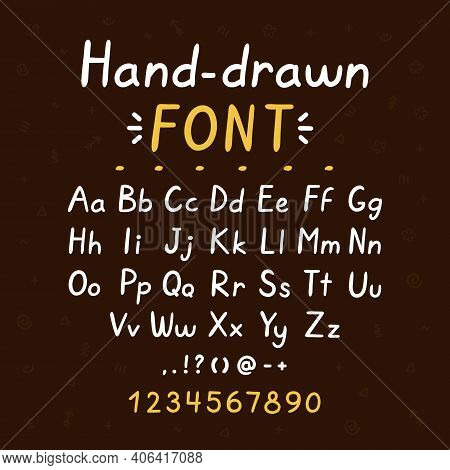 Hand Drawn Style Brush Font. Abc Big And Small Letters Set Collection. Vector Doodle Style Font Illu