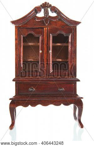 Queen ann style furniture display cabinet isolated over white background