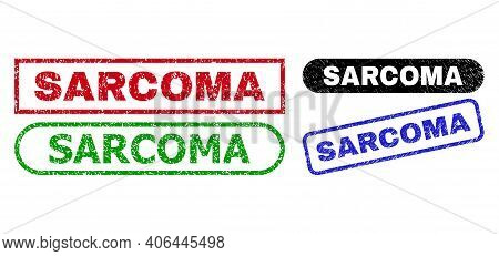 Sarcoma Grunge Stamps. Flat Vector Distress Stamps With Sarcoma Caption Inside Different Rectangle A