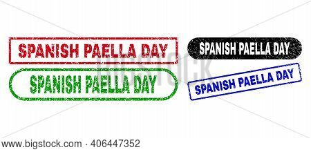 Spanish Paella Day Grunge Watermarks. Flat Vector Scratched Watermarks With Spanish Paella Day Title