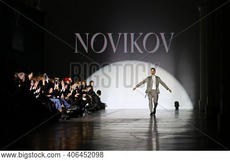 Kyiv, Ukraine - February 5, 2020: Designer Dmytro Novikov During His Fashion Presentation As Part Of