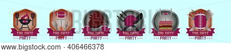 Set Of Tailgate Logo Cartoon Icon Design Template With Various Models. Modern Vector Illustration Is