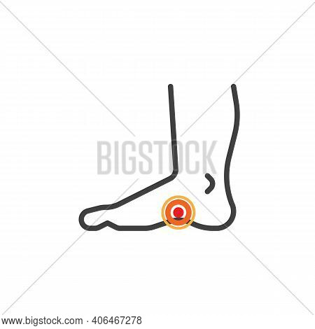 Plantar Fasciitis Line Icon. Linear Style Sign For Mobile Concept And Web Design. Heel Foot Pain Out