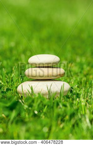 Balancing Pile Of Pebble Stones, Like Zen Stone