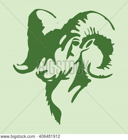 Sketch Of Indian Big Horn Sheep Or Goat Outline Editable Illustration
