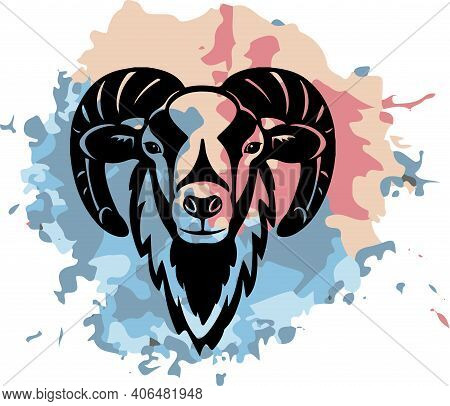 Sketch Of Indian Big Horn Sheep Or Goat Outline Editable Illustration