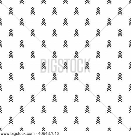 Seamless Pattern With Black Strokes On White Background. Ethnic Symmetric Background. Diagonal Rhomb
