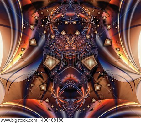 Computer Generated Abstract Colorful Fractal Artwork Mimics The Deamon