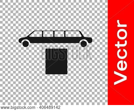 Black Luxury Limousine Car And Carpet Icon Isolated On Transparent Background. For World Premiere Ce