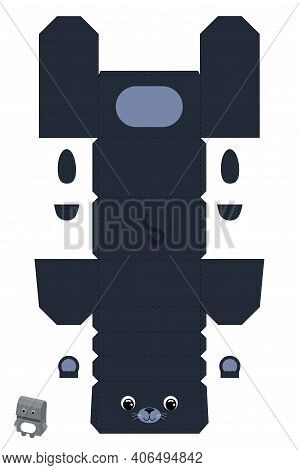Party Favor Box Panther Design For For Sweets, Candies, Small Presents, Bakery. Package Template, Gr