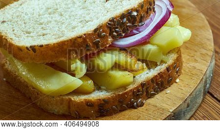 Chip Butty -  Sandwich Filled With Chips, British Sandwiches