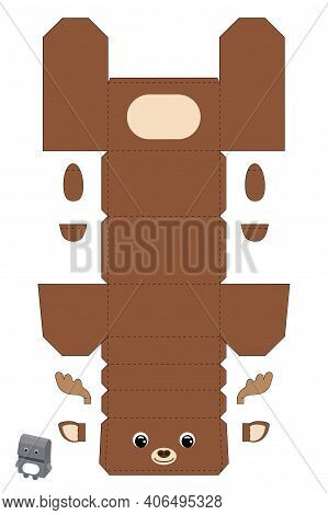Party Favor Box Moose Design For For Sweets, Candies, Small Presents, Bakery. Package Template, Grea
