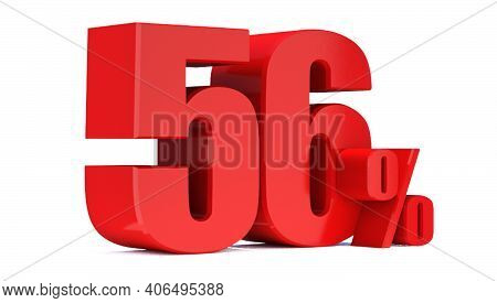 56 Percent Off 3d Sign On White Background, Special Offer 56% Discount Tag, Sale Up To 56 Percent Of