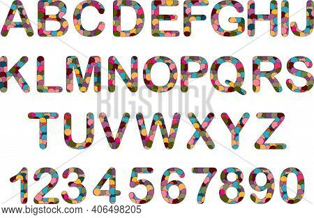 Alphabet And Letters In Colorful Mosaic Style