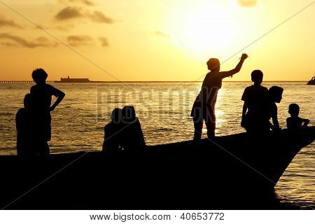 People having fun at the beach